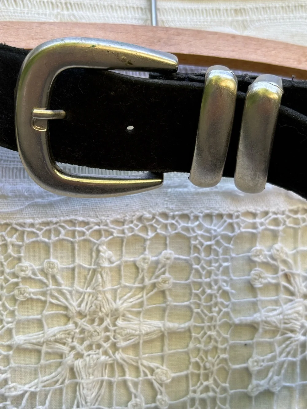 Black Suede Belt with Silver Buckle LP